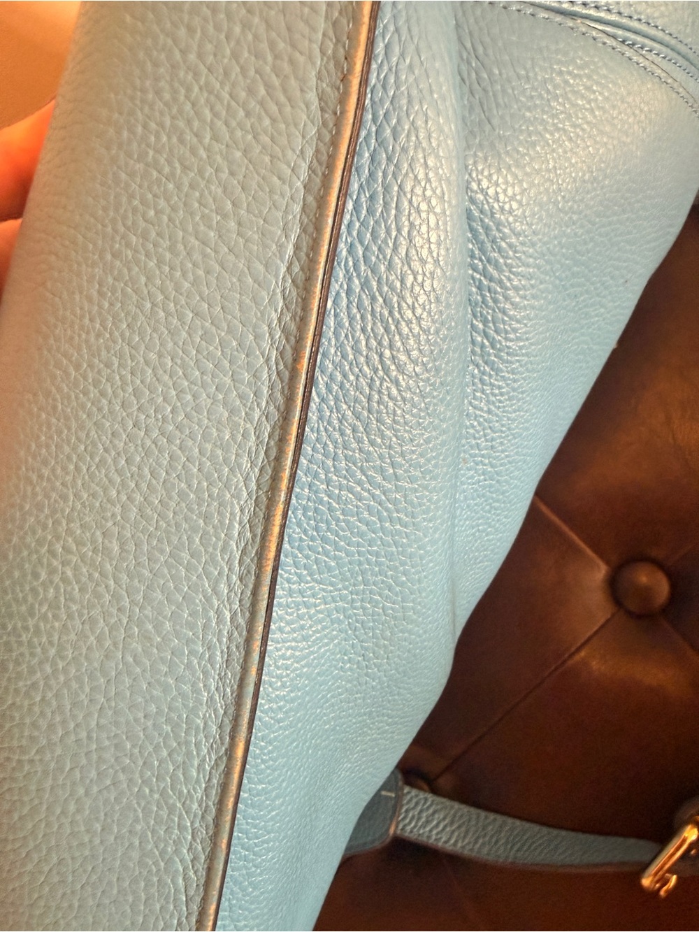 MCM Teal Blue Leather Studded Saddle Bag - Picture 15 of 15